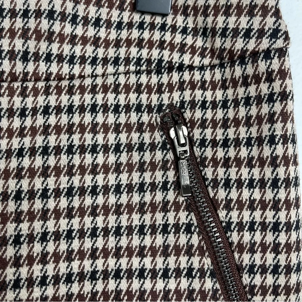 J. McLaughlin Ross Ankle Pants Zipper Pocket Brown Houndstooth Size 8